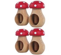 Woodeedoo Wooden Nut Cracker - Pack Of 4 - Mushroom Toadstool Red Cap White Spots Beech Wood Screw Press Walnut Hazelnut Tool