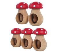 Woodeedoo Wooden Nut Cracker - Pack Of 5 - Mushroom Toadstool Red Cap White Spots Beech Wood Screw Press Walnut Hazelnut Tool