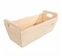 WooDeeDoo Wooden Planter Box with Handles - Natural Pine Storage Crate for Bathroom Kitchen Herbs Gifts Craft Supplies - Rectangular Indoor Basket Box Organiser 35 x 14 x 13 cm