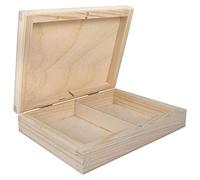 WooDeeDoo Wooden Playing Card Box Double Deck Holder Case with Magnetic Closure | Plain Unpainted Decorative Pine | 2 Compartments Storage