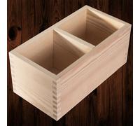Woodeedoo Wooden Rectangular Storage Box With 2 Compartments Open Top Organiser Crayon Pen Pot Desk Tidy 23.5X12.5X10.5Cm