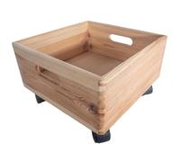 WooDeeDoo Wooden Square Storage Crate Box | 30 x 30 x 13 cm + 5 cm Wheels | Cut-out Handles | Non-lidded Container Moving Organiser | Plain Pine To Decorate