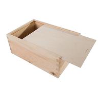 WooDeeDoo Wooden Storage Box - 25 x 17 x 10 cm - Unfinished Pine Craft Organiser with Sliding Lid - Ideal for Pyrography Painting Staining or Decorative Keepsake DIY Use