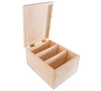 WooDeeDoo Wooden Storage Box with 3 Compartments 24 x 18.5 x 13.5 cm - Decorative Unfinished CD Holder for Photos Letters Keepsakes Cards or Craft Projects