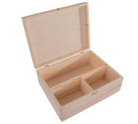 WooDeeDoo Wooden Storage Box with 3 Compartments and Hinged Lid 30 x 23.5 x 10.5 cm - Gift Chest for Whisky Bottle Chocolates Art Supplies Accessories or Personalised Decoration