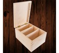 Woodeedoo Wooden Storage Box With 3 Compartments For Cd Cards Letters Photos Or Gifts Decorative Craft Box 24 X 18.5 X 13.5 Cm