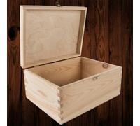 Woodeedoo Wooden Storage Box With Lid And Clasp For Gifts Crafts Memory Keepsakes Pyrography Engraving Chest 28 X 21 X 13 Cm