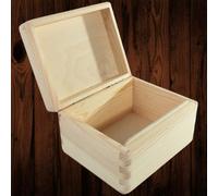 Woodeedoo Wooden Storage Box With Lid Unfinished Pine Craft Gift Keepsake Case Natural Decorative Memory Gift Box 16.5X13.5X9.5Cm