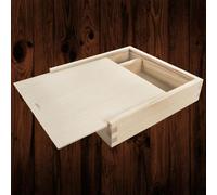 Woodeedoo Wooden Storage Box With Sliding Lid Compartments For 6X4 Or 10X15Cm Prints Usb Jewellery Gifts Cards Storage 22X22X5 Cm