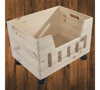 Woodeedoo Wooden Storage Box With Wheels Stackable Crate For Kitchen Wardrobe Or Toy Storage 39 X 30 X 28 Cm
