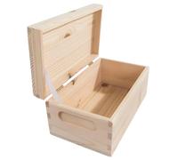 WooDeeDoo Wooden Storage Chest Box - 21 x 12 x 9.5 cm - Plain Pine Decorative Keepsake Box with Hinged Lid and Etched Handles for Crafts Staining Waxing Painting Decoupage or DIY Gift Use