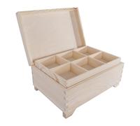 WooDeeDoo Wooden Storage Chest with 2 Removable Trays - 30 x 20 x 15 cm - Pine Jewellery Keepsake Box with 12 Compartments for Rings Earrings Trinkets Crafts Personalise Paint Decorate