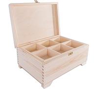 WooDeeDoo Wooden Storage Chest with Clasp and Removable Tray - 30 x 20 x 15 cm - Natural Pine Keepsake Jewellery Box for Rings Earrings Bracelets Trinkets Personalise Paint or Decorate