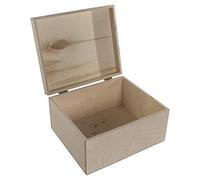 WooDeeDoo Wooden Storage Chest with Hinged Lid - 29 x 25 x 15 cm - Unfinished Box for Arts Crafts Trading Cards Memory Keepsakes or Custom Painted Decoration