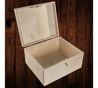 Woodeedoo Wooden Storage Chest With Key Lock And Hinged Lid For Secure Keepsakes Craft Use Or Home Organisation 29 X 25 X 15 Cm