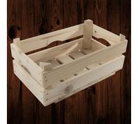 Woodeedoo Wooden Storage Crate Unique Design Raised Corner Posts Natural Unfinished Slatted Box For Home Or Shop Use 34X20X14Cm