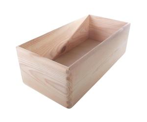 WooDeeDoo Wooden Storage Oblong Crate Box Open Top Pine Tray - 40x20x13cm - Lidless Rectangular Container Shelf Organiser Pantry Drawer Basket Craft Bin for Kitchen DIY Decoration