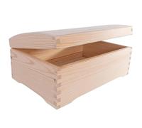 WooDeeDoo Wooden Treasure Chest Keepsake Box with Hinged Lid - Unfinished Pine Storage for Gifts Trinkets Memory Photos Crafts - Customisable Decorative Box - 30 x 20 x 13 cm