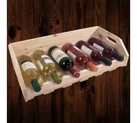 Woodeedoo Wooden Wine Rack Tray 6 Bottle Capacity Natural Pine Countertop Storage Holder With Cut Out Handles 60 X 30 X 15 Cm