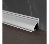 WoodEffect Cable Raceway2 Pack SelfAdhesive Corner Cord Cover & Baseboard Hider 4x100 cm Stylish Silver Molding for Home & Office Neat Floor Wiring Solution.