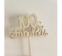 Wooden 100 & Fabulous Cake Toppers 100th Birthday Party Decoration Ideas 100 Birthday Anniversary Cake Toppers for 100 Birthday Anniversary Party Decorations Happy Decorations Supplies