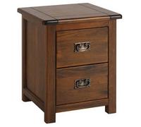Wooden 2 Drawer Bedside Table Cabinet Unit Dark Stained Wood