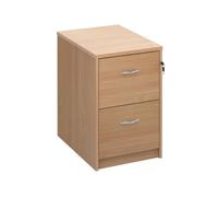Wooden 2 drawer filing cabinet with silver handles 730mm high - beech