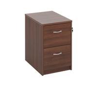 Wooden 2 drawer filing cabinet with silver handles 730mm high - walnut