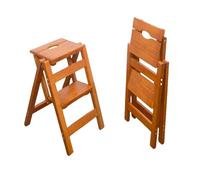 Wooden 2 Step Stool, Folding Step Stool, Compact Step Chair Indoor Folding Wooden Step Kitchen & Library,Light walnut