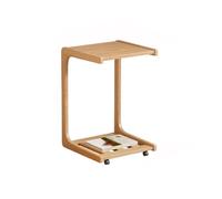 Wooden 2-Tier Rolling Side Table, Simple Nightstand, Solid Wood End Table for Couch, Living Room, Bedroom, Bathroom - Small and Versatile Home Furniture