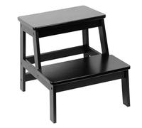 Wooden 2-Tier Step Stool Foot Step Up For Kids & Adults Easy Reach Multifunctional Household Display Shoe, Plant Stand, Bath Bench Outdoor Caravan Shop Bar (Black)