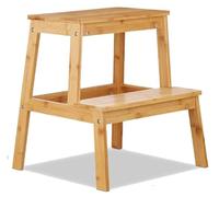 Wooden 2-Tier Step Stool Foot Step Up For Kids & Adults Easy Reach Multifunctional Household Display Shoe, Plant Stand, Bath Bench Outdoor Caravan Shop Bar (Natural)