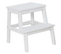 Wooden 2-Tier Step Stool Foot Step Up For Kids & Adults Easy Reach Multifunctional Household Display Shoe, Plant Stand, Bath Bench Outdoor Caravan Shop Bar (White)
