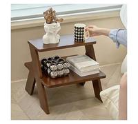 Wooden 2 Tier Step Stool Multi-Purpose Step Ladder For Adult And Kids, Foot Stool Display Storage Shelf For Closet, Library, Bedroom, Kitchen(Brown)