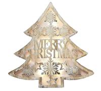 Wooden 24cm Christmas Light Up Decoration - Tree "Merry Christmas"