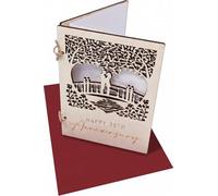 Wooden 25th Anniversary Card with Loving Couple on a Bridge Detailed Carving 25 (25 Year Anniversary)