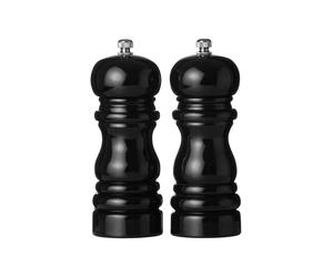 Wooden 2pc Salt & Pepper Mill Set | Black Salt & Pepper Grinders