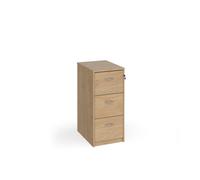 Wooden 3 drawer filing cabinet with silver handles 1045mm high - Kendal Oak