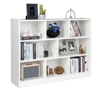 Wooden 3 Tier Bookcase w / 8 Cube Open Shelf Storage Cube Wood Cabinet