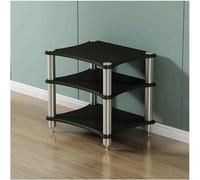Wooden 3-Tier o Rack - Open Ste Equint Stand for AV Ma Record Player & o-Video Shelving Display - Modern Nero Design