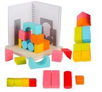 Wooden 3D Projection Blocks - Spatial Puzzle Building Set, Kids Learning Block Toy | Early Childhood Creative Logical Thinking Spatial Reasoning Challenge Game Set for Preschool Learners