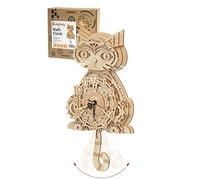 Wooden 3D Puzzles for Adults Model kit Cat Clock Kids Wall Clock Decor for Birthday Gift/Christmas Day
