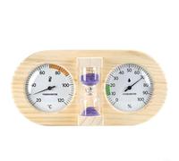 Wooden 3in1 Thermometer Hygrometer With 15 Minute Timer For Sauna Use And For ROOM Climate Control Featuring Pine Wood And Glass Lens(Purple)