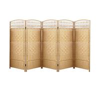 Wooden 4/5/6 Panel Rattan Folding Room Divider Screen Stylish Privacy Partition for Home Office Kindergarten Living Room Bedroom Decorative Space Separator