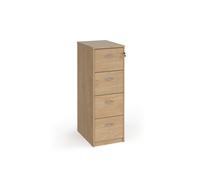 Wooden 4 drawer filing cabinet with silver handles 1360mm high - Kendal Oak