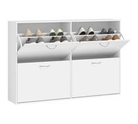 Wooden 4 Drawer Shoes Cabinet Multi Flip Down Shelf Drawer Organizer - White