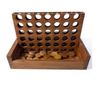 Wooden 4-in-a-Row Game - Classic Connect 4 Strategy Board Game for Kids and Adults - Durable Eco-Friendly Wood, Portable and Screen-Free Family Fun