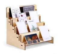 Wooden 4 Level Greeting Card Display Rack with Robust Construction, Provides Ample Space for Cards, Small Prints, Jewelry, and Craft Materials for Retail and Craft Use