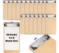 Wooden 4 X 8’’ Memo Size Clipboards, 20 Pcs Mini Clipboards, Lightweight Portable Half Page Notepads for to-Do List, Memo, Receipt Clips