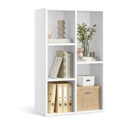 Wooden 5-Grid Bookcase, White / 5 Compartments